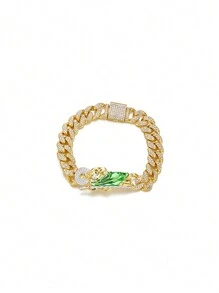Hip Hop Men Rhinestone-Encrusted Religious St. Jude Necklace Personality Splice St. Jude Bracelet With Ring Rapper Suit