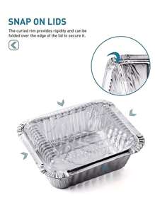 20pcs/50pcs Disposable Aluminum Foil Containers With Lids - Silver - View 3