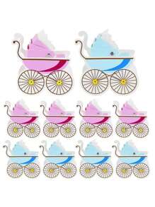 10pcs/Pack Baby Stroller Shaped Candy Box Wedding Party DIY Dessert Box Tabletop Decorbaby Shower Family Decorations Gifts - Multicolor - View 4