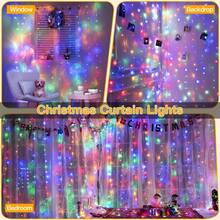 1pc 3m X 1m 100 LEDs / 3m X 3m 300 LEDs Copper Wire String Lights Fairy Lights Curtain Lights, Waterproof, With Remote Control, Hooks, For Decor In Halloween, Christmas, Festivals,Room Decor Christmas Decor Christmas Light Bedroom Decor Home Decor Party Decor Holiday Festivalchristmas Gift Thanksgiving Christmas Tree Decor Ornaments - 彩色 - 查看 2