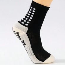 2 Pairs Sports Outdoor Men's Soccer Socks Anti Slip Non-Slip Gripper Pads For Football Basketball Sports With Grippers Socks - 黑與白 - 查看 5