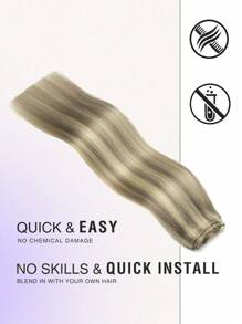 7pcs Clip-In Hair Extensions, Real Human Hair, Color 18/613 Ash Blonde Highlights, 14-22 Inch Straight, Remy Human Hair Clip-In Extensions, Seamless Clip-In Hair Pieces - S18/613 - View 5