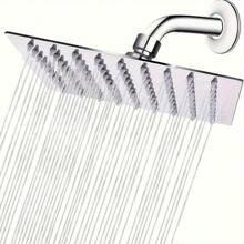 8-Inch Rainfall Shower Head, High Flow Rate Stainless Steel Square Rainfall Shower Head, High Pressure Design For Excellent Shower Experience Even At Low Water Flow - Silver - View 5