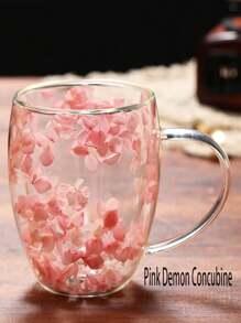 1pc Christmas Themed Party High-Quality Dried Flower Decoration Glass Mug, Elegant Gift Coffee Cup, Borosilicate Glass, Simple Design Back To School - Multicolor - View 15