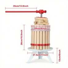1.6 Gallon Fruit And Wine Press, 6 Liter Solid Wood Basket Wine Making Press, Cider Apple Grape Crusher Juice Maker For Kitchen Home Outdoor