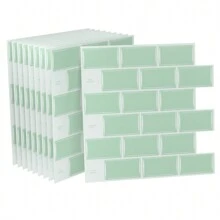 Tile Stickers Kitchen Tile Stickers 3D Self-Adhesive Tiles Adhesive Film Wall Stickers For Bathroom Ceiling Tiles Kitchen, 10 Sheets, 9 Type - 綠色 - 查看 1