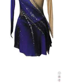 Figure Skating Costumes And Costumes Gradient Gradient Purple Rhinestone Long Sleeve Rhinestone Custom Spandex Performance Costume Competition Training Women's Wear
