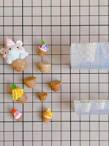 Mini Realistic Ice Cream Cone Squeeze Silicone Mold, For DIY Realistic Food Crafts, Clay, UV Gel