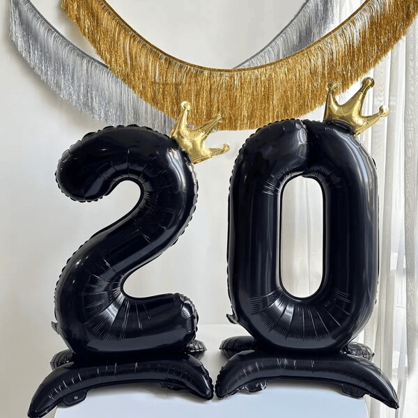 1 szt. 42-calowa czarna stojąca podstawa korony z cyframi 0-9, rocznica, urodziny, świętowanie świąt, dekoracja weselna