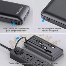Moreka Power Bank Portable Battery Fast Charge 10000mah 4 Cables - Black - View 11