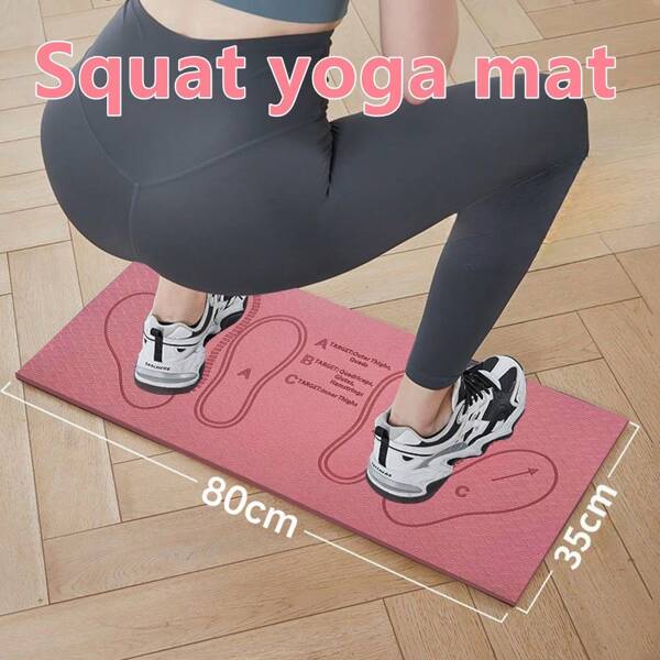 1pc Solid Color 0.6cm/0.24in Squat Mat, Exercise Mat ,Non-Slip Yoga Mat,Yoga Mat ,Step Positions Deep Squat Mat Squat Pad For Fitness Pilates Work Out ,Fitness Tools Thick Yoga Mat Fitness Mat With Carry Strap Suitable For Gymnastics, Exercise, Pilates,Exercise At Home
