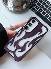 Fashionable New Electroplated Hollow Breathable Flame Pattern Full-Coverage Anti-Fall Phone Case Protective Cover For IPhone 16, 17/17 Pro/17 Pro Max Series, Series