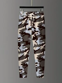 Quần dài nam in họa tiết kỹ thuật số ombre mát mẻ, tối giản và thời trang, quần dài thoải mái cho mùa thu/đông - Xám - Xem 3