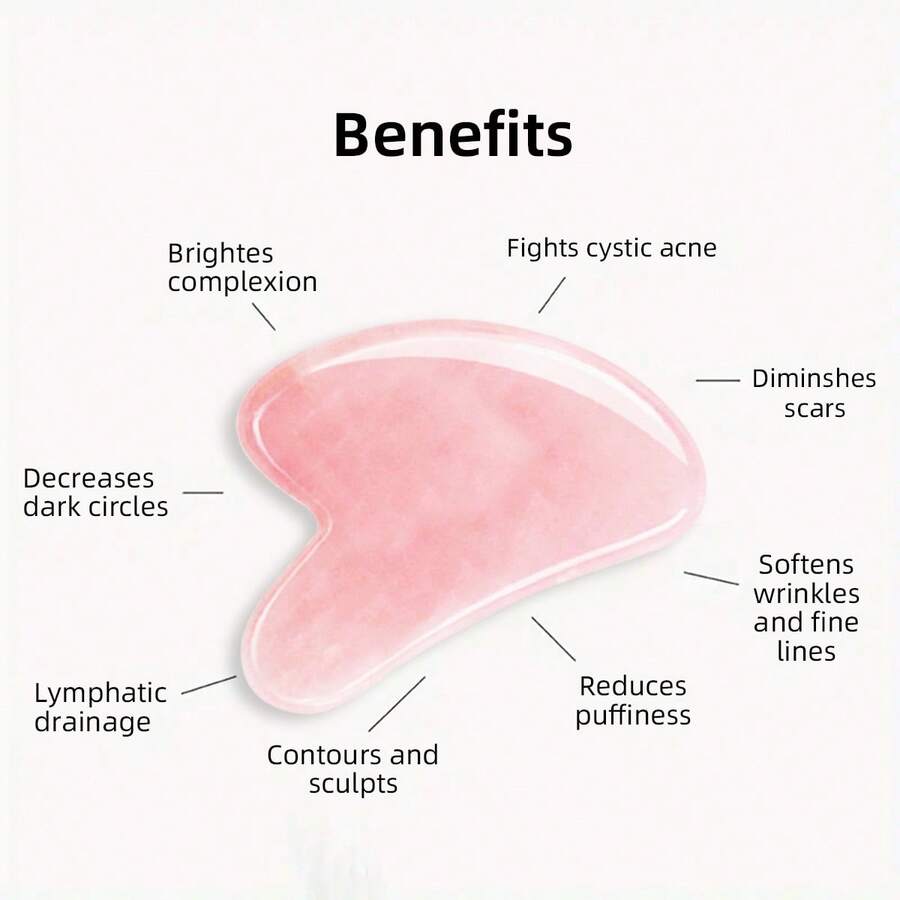 Premium Natural Pink Quartz Gua Sha Massage Tool Luxuriously Crafted