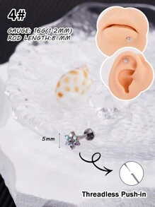 1 chiếc khuyên tai thời trang bằng đá Rhinestone trang trí bằng titan không cần xỏ chỉ màu 5A Zirconia hình hoa tai hình trái tim hình bướm G23 cấp độ cấy ghép khuyên tai hình hoa hồng - Nhiều màu - Xem 20