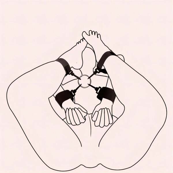 Producto SM Set de accesorios de restricción de nailon BDSM que incluye esposas de muñeca y tobillo ajustables, suaves, con ganchos para inmovilización cruzada. Juguetes sexuales y herramientas para el juego de roles de parejas.