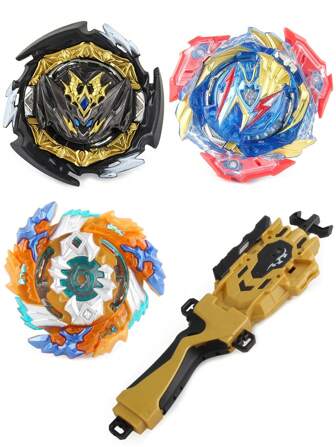 2 包 Burst Bey 陀螺，带 B-184 发射器 + 手柄套装，双向拉绳发射器 + 手柄，适用于 Burst Bey 陀螺，战斗游戏玩具