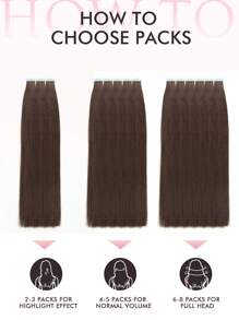 10pcs Mini Tape-In Hair Extensions, Human Hair, #2 Dark Brown, 14-22 Inches, Remy Human Hair, Invisible Tape-In Hair Extensions - S2 - View 8