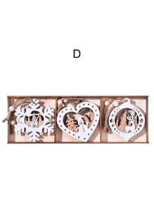3PCS Farmhouse Drewniane ozdoby świąteczne w kształcie płatków śniegu, wiszące ozdoby choinkowe, drewniane ozdoby decoupage DIY Craft w kształcie płatków śniegu, rustykalne ozdoby reniferowe, zimowe dekoracje świąteczne w krainie czarów ze sznurkiem, Halloween, dekoracja na Halloween