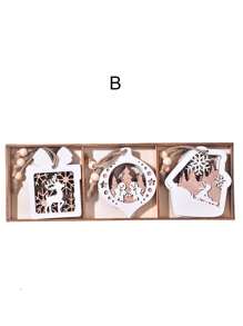 3PCS Farmhouse Drewniane ozdoby świąteczne w kształcie płatków śniegu, wiszące ozdoby choinkowe, drewniane ozdoby decoupage DIY Craft w kształcie płatków śniegu, rustykalne ozdoby reniferowe, zimowe dekoracje świąteczne w krainie czarów ze sznurkiem, Halloween, dekoracja na Halloween