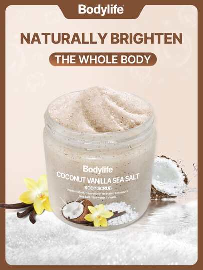 1 件装椰子香草海盐身体磨砂膏，200 克，去角质保湿，热带香味，深层清洁，温和亮肤，保湿身体护理，令肌肤柔软光滑