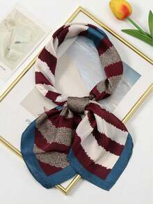 1 chiếc khăn Bandana 27,56" X 27,56", khăn vuông in họa tiết hình học trừu tượng bằng vải satin, khăn trùm đầu trang trí - Sọc hải quân - Xem 2