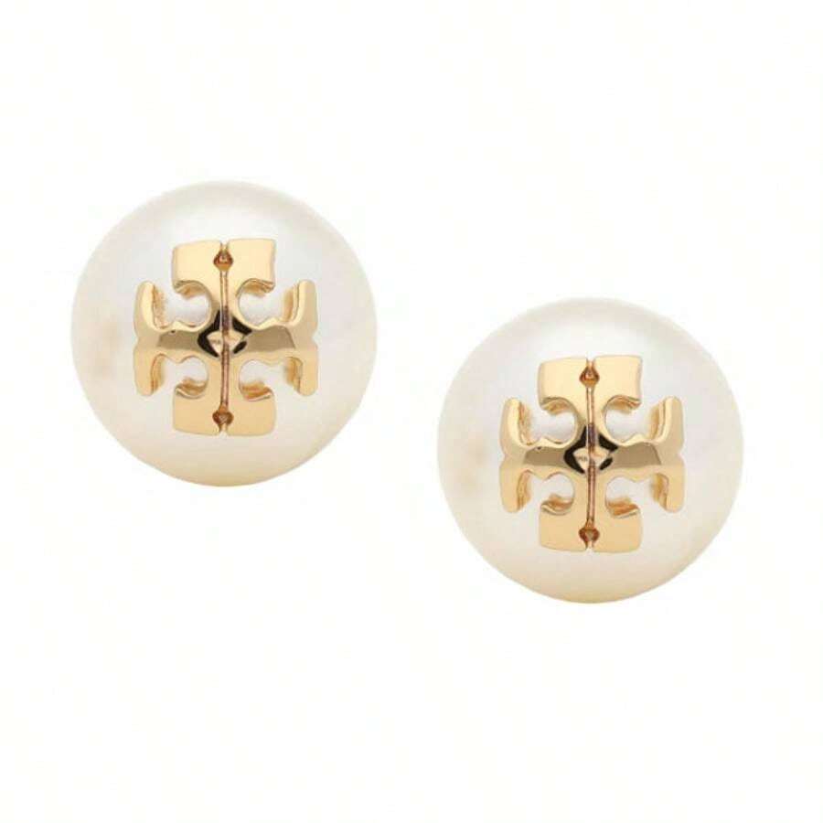 Tory Burch Crystal Pearl Stud Earrings Gold - Gold - View 1