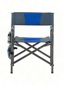 1-Piece Padded Folding Outdoor Chair With Storage Pockets,Lightweight Oversized Directors Chair For Indoor, Outdoor Camping, Picnics And Fishing,Blue/Grey - Xanh dương + Xám + Thép-5 - Xem 5