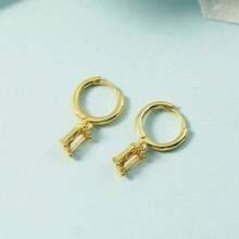 1 đôi bông tai thả hình học thích hợp để đeo hàng ngày - Vàng - Xem 3