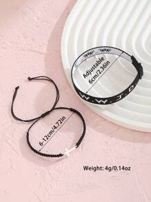2pcs/Set Minimalist Stainless Steel Cross Bracelets & Wwjd Letter What Would Jesus Do Christian Jewelry Jacquard Knit Wristband Bracelet Set For Women For Party Jewelry