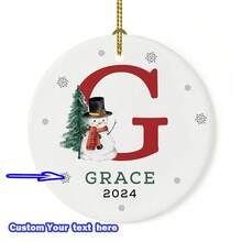 1pc Customizable Christmas Ornament - Personalized 26 Letter Alphabet Name - Festive Decoration, Customize Name Text, Christmas Gift For Yourself, Friends, Girlfriend, 8*8cm Round Ball Ornament,Christmas