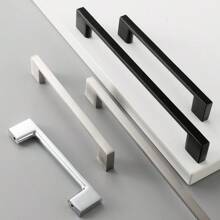 1 pieza Manijas simples de gabinete de cocina, perillas de cajón y tiradores de puerta de armario de aleación de aluminio cepillado negro para muebles