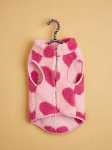 1pc Cute Heart Pattern Pet Vest, Suitable For Cats And Dogs, Fluffy Pet Clothing For Autumn/Winter - Multicolor - View 3
