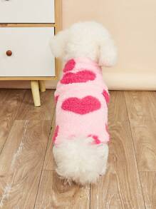 1pc Cute Heart Pattern Pet Vest, Suitable For Cats And Dogs, Fluffy Pet Clothing For Autumn/Winter - Multicolor - View 4