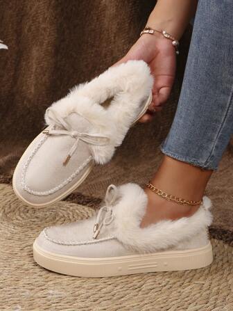 New Fashionable Thick Sole Waterproof Thermal Lined Retro Winter Short Snow Boots With Anti-Slip Soft Sole For Autumn & Winter