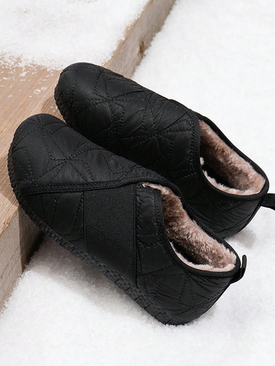 Stivali da neve in pelliccia di colore unito da donna, stivali alla caviglia casual comodi e caldi per l autunno e l inverno, stivali corti antiscivolo per donne e ragazze