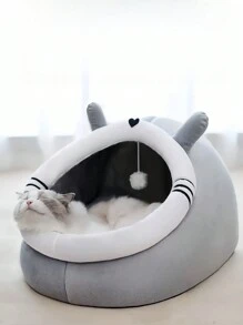Une jolie niche pour chat et chien quatre saisons, coussin chaud semi-fermé pour animaux de compagnie, nid en forme d'œuf - coton nuage haute résilience - forme mignonne - belle et mignonne - boule suspendue oscillante - séparation du coussin de nid - fond antidérapant - tissu confortable - taille 40x44x34cm