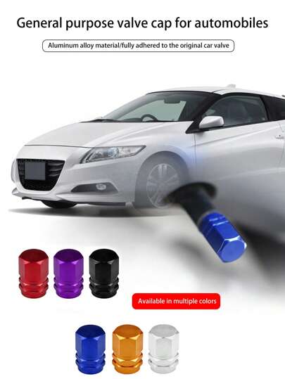 4 件装铝合金轮胎气门杆盖，多色可选，汽车通用型轮胎压力监测气门杆盖