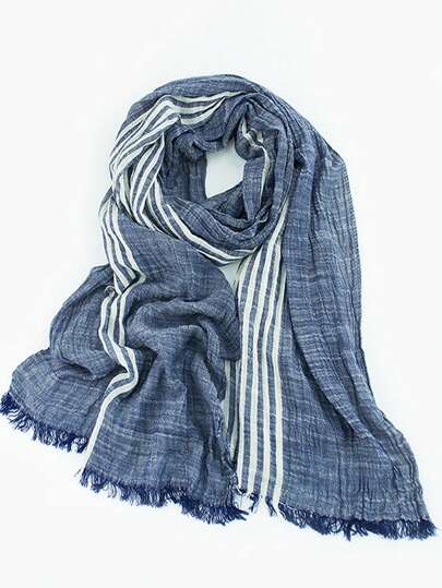 قطعة واحدة وشاح رجالي كلاسيكي ذو طراز رجعي مخطط منسوج، أنيق وعصري، دافئ ومتين من مزيج الحرير والكتان مع زخرفة شرابات، إكسسوارات رجالية