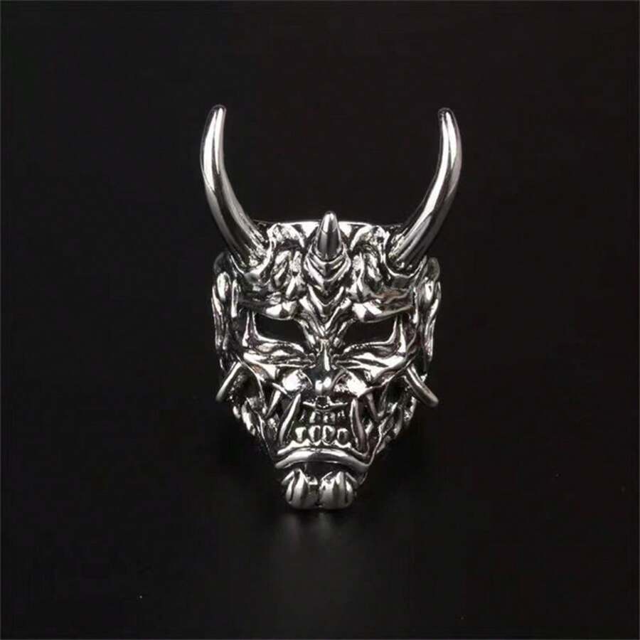 1pc Demon Mask Open Ring, Suitable For Men's Daily Wear