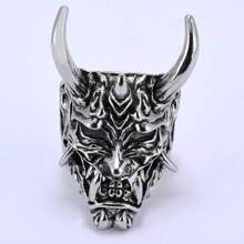 1pc Demon Mask Open Ring, Suitable For Men's Daily Wear