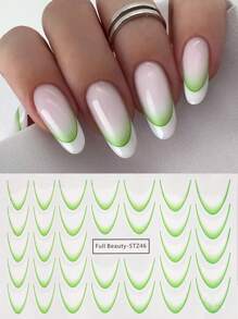 8片渐变法式美甲贴纸水转印贴纸 紫色粉色蓝色法式美甲装饰 美甲配件 指甲油 美甲用品 - 彩色 - 查看 5