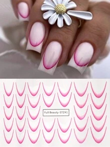 8片渐变法式美甲贴纸水转印贴纸 紫色粉色蓝色法式美甲装饰 美甲配件 指甲油 美甲用品 - 彩色 - 查看 3