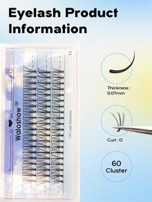 60 piezas DIY Extensión de pestañas, 60 grupos, 10-16mm, Extensión de pestañas individuales 7D gruesas, Grupos de pestañas, Extensión de pestañas DIY para uso en casa - D - Ver 2