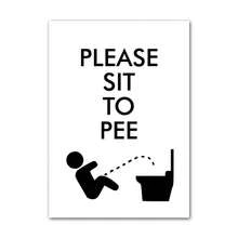 1 件墙壁艺术帆布画有趣的厕所男孩黑白北欧海报和印刷品墙壁画适用于客厅浴室俱乐部装饰无框 - 彩色 - 查看 22