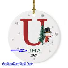 1pc Customizable Christmas Ornament - Personalized 26 Letter Alphabet Name - Festive Decoration, Customize Name Text, Christmas Gift For Yourself, Friends, Girlfriend, 8*8cm Round Ball Ornament,Christmas