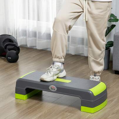HOMCOM Aerobic Step, 10cm, 15cm & 20cm Height Adjustable Steppers For Exercise Workout, Nonslip Step Board Great For Home & Office