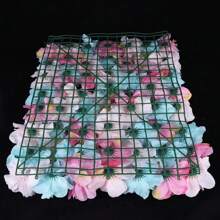 12Pcs Wedding Artificial Flower Wall Pink&Azure Hydrangea Rose Panel Party Decor Wall Backdrop For Wedding Backdrop Event Decor Baby Girls Room (Blue Pink) 12Pcs Artificial Flower Wall Wedding Venue Party Background Decor 40x60x2cm - 彩色 - 查看 8