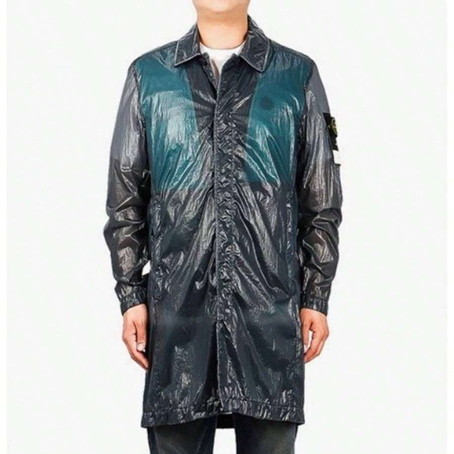 Stone Island Lucido Packable Trench Coat Blue Grey