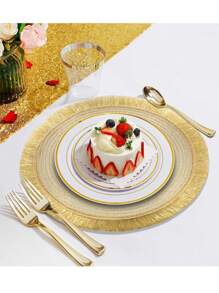 Set di tovagliette circolari intrecciate con glitter e nappe, set di sottobicchieri naturali intrecciati, lavabili e antiscivolo, adatti per tavoli da pranzo, riunioni domestiche, Ognissanti, Natale, feste di matrimonio, disponibile in 2, 4 o 6 pezzi (38 cm)